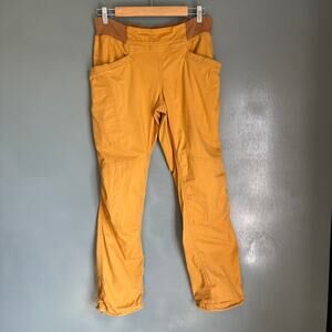 PRANA Women's MED Mustard Elastic Waist Straight Leg Hiking Outdoor Pants Gorp